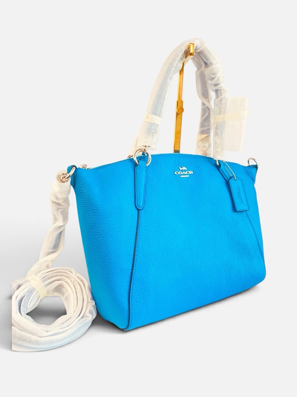 Coach NWT Kelsey Pebble Leather Satchel in Bright Blue